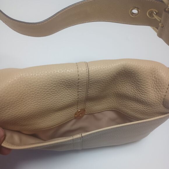 Coach M0769-11842 Cream Brown Handle Buckle Snap Hobo Leather Purse - Picture 6 of 10